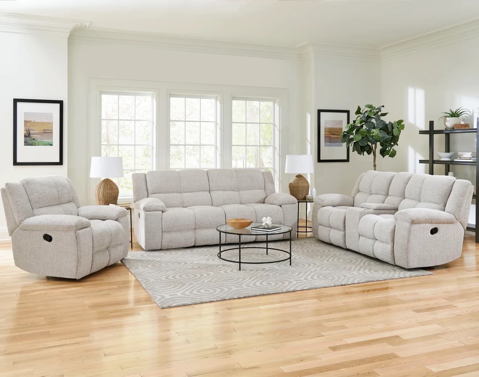 Buster Opal Taupe Manual Console Loveseat